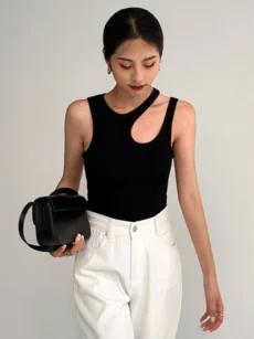 Casual white cut t shirt women round neck sleeveless korean slim t shirts women clothing summer fashion - Image 3