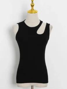 Casual white cut t shirt women round neck sleeveless korean slim t shirts women clothing summer fashion - Image 6