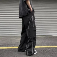 Oversized Black Sweatpants Men Side Stripe Basic Cargo Pants Lady Y2K Streetwear Baggy Jogger Men Women Casual Korean Fashion - Image 2