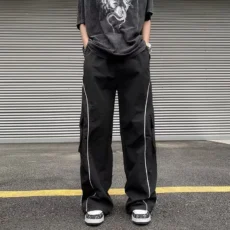 Oversized Black Sweatpants Men Side Stripe Basic Cargo Pants Lady Y2K Streetwear Baggy Jogger Men Women Casual Korean Fashion - Image 3