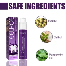 V34 Purple Whitening Toothpaste Refreshing Breath Removal Plaque Corrector Teeth Reduce Yellowing Oral Cleaning Enamel Care - Image 5