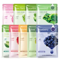 6 PCS Skin Care Natural Fruit Plant Facial Mask Moisturizing Oil-Control Blueberry Cucumber Pomegranate Fruit Aloe Sheet Face Mask - Image 3