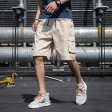 Plus Size military green workwear shorts, men's oversized shorts loose and trendy cropped pants - Image 5