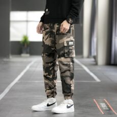 Camouflage work pants for men, trendy ankle binding, 9-inch long men's pants, plus size, chubby, loose, autumn and winter men's casual pants - Image 2