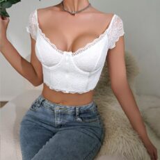 New Sexy and Pure Desire Style Lace Beautiful Back, Collecting Secondary Breasts, Gathering Fashion Solid Color Suspended Tank Top Underwear - Image 2