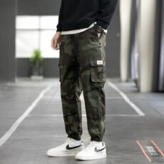Camouflage work pants for men, trendy ankle binding, 9-inch long men's pants, plus size, chubby, loose, autumn and winter men's casual pants - Image 3