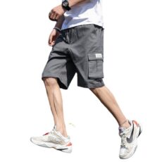 Plus Size military green workwear shorts, men's oversized shorts loose and trendy cropped pants - Image 4