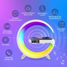 2 Pcs Wireless Bluetooth speaker, large G ambient light, mobile phone wireless charging clock, small night light, multifunctional speaker, small G speaker - Image 5