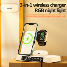 4 in 1 Clock Magnetic Night Light Base Suitable for All Watches, Mobile Phones, Wireless Fast Charging Chargers - Image 3