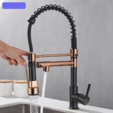 Danweile bathroom full copper pull-out kitchen faucet, dual outlet water-cooled hot wash vegetable basin sink spring faucet - Image 3