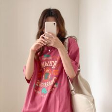 Cotton contrasting letter printed short sleeved T-shirt for women spring /summer new style loose student top trend - Image 3