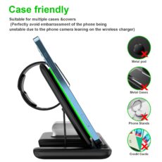 New foldable three in one wireless charger with 20W wireless fast charging and support for mobile phones, watches, and headphones - Image 2