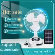 5 Units solar fan set, shaking head charging fan with light table fan - Image 2