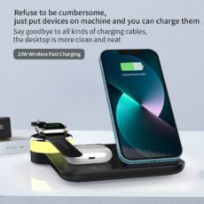 2 Pcs 3-in-1 Mobile Universal Wireless Charging Colorful Atmosphere Light 15W Fast Charging Wireless Charger - Image 2