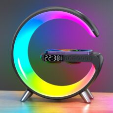 2 Pcs Wireless Bluetooth speaker, large G ambient light, mobile phone wireless charging clock, small night light, multifunctional speaker, small G speaker - Image 3