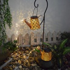 Iron hollow projection lamp solar outdoor waterproof courtyard garden kettle lamp lawn landscape plug-in decorative lamp - Image 2