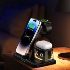 New multifunctional charging folding clock night light wireless charger suitable for Apple phones, watches, headphones - Image 2