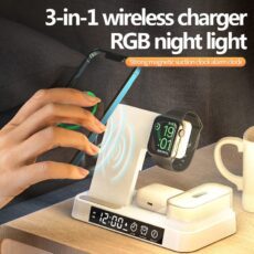 4 in 1 Clock Magnetic Night Light Base Suitable for All Watches, Mobile Phones, Wireless Fast Charging Chargers - Image 2