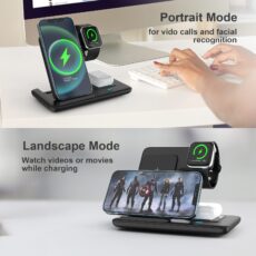 New foldable three in one wireless charger with 20W wireless fast charging and support for mobile phones, watches, and headphones - Image 3