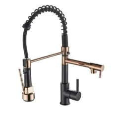 Danweile bathroom full copper pull-out kitchen faucet, dual outlet water-cooled hot wash vegetable basin sink spring faucet - Image 5