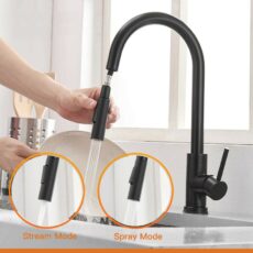 304 stainless steel intelligent touch kitchen faucet with pull-out nozzle and stainless steel touch sink faucet - Image 4