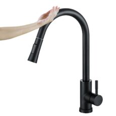304 stainless steel intelligent touch kitchen faucet with pull-out nozzle and stainless steel touch sink faucet - Image 5