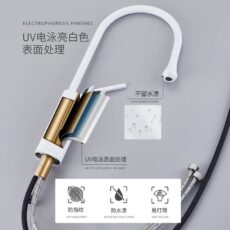Nordic Cream White Full Copper Water Drop Kitchen Pulling Rotary Universal Faucet Sink Pot Hot and Cold Faucet - Image 4