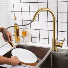 304 stainless steel intelligent touch kitchen faucet with pull-out nozzle and stainless steel touch sink faucet - Image 3