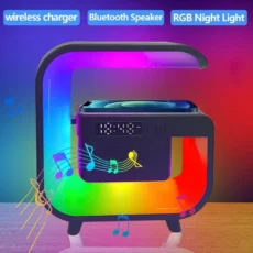 Multifunction Wireless Charger Stand Bluetooth 5.0 Speaker FM TF RGB Night Light Fast Charging Station for iPhone Samsung Xiaomi - Image 2