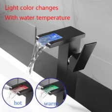 Senlesen Brass LED Waterfall Bathroom Basin Faucet Hydroelectric Power Generation Color Change Hot Cold Crane Sink Mixer Tap - Image 3