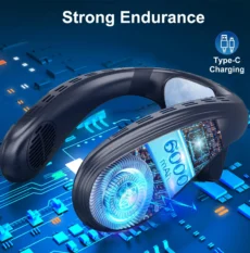 New Neck Air Conditioner Portable Neck Fan Rechargeable Semiconductor Cooling Bladeless Fan Outdoor Personal Fan Wearable Cooler - Image 3