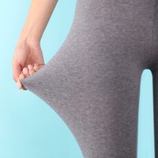 Women's solid color cotton autumn pants, women's single piece thin warm pants, high waisted underwear, slim fit cotton wool pants, elastic thread pants - Image 4