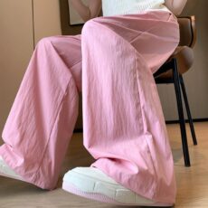 Ice silk wide leg pants for women in summer, thin, high waisted, hanging straight leg, pleated cotton and linen casual pants, cool and lazy Yamamoto pants - Image 4