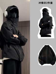 Black Warrior Stormtrooper Men's Large Three in One Loose Outdoor Mountaineering Suit Windproof and Waterproof Couple Jacket Coat - Image 2